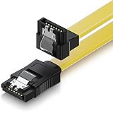 deleyCON 30cm (11.81 Inch) SATAIII Cable S-ATA 3 Data Cable HDD SSD Connection Cable Metal Clip 6GBit/s 1x Straight 1x 90° L-