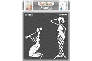 Plantillas CrafTreat para pintar sobre madera, pared y azulejos. Disfrutar de la música. Plantillas reutilizables para manualidades y manualidades, plantilla para mujer para pintar sobre madera.