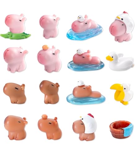 13 Figuras Mini De Capibaras De Resina - Decoración Para Tartas, Bonsáis O Escritorio - Pintadas A Mano