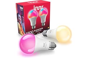innr Zigbee E27 Smart Lampe, Funktioniert mit Hue* und Alexa (Bridge Erforderlich), White & Colour, 50% mehr Helligkeit, 16 Million Farben, Smart Glühbirne E27, Alexa Lampe, 1210 Lumen, 2 Stück