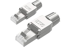 VCELINK Wtyczka RJ45 bez narzędzi do kabla instalacyjnego Cat7 Cat 6A wtyczka sieciowa bez narzędzi konfekcjonowana w polu ekranowana 10 Gb/s 600 MHz 2 sztuki