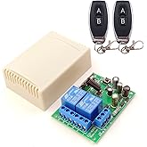 DieseRC 433Mhz RF Wireless Remote Control Switch AC 220V 230V 240V 10A 2CH Relay Receiver with 2 Transmitters for Garage Door
