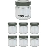 Afracam 255 ml Kavanoz Metal Derin Kapaklı 255 Cc Şeffaf Re&ccedil;el, Marmelat Cam Kavanoz Deep 6 Adet (G&uuml;m&uuml;ş Kapak)