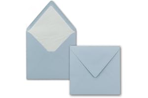 FARBENFROH BY GUSTAV NEUSER Lot de 100 enveloppes carrées, 16 x 16 cm, bleu clair, avec doublure en soie blanche, sans fenêtre et à collage humide, pour cartes d'invitation au mariage et anniversaire