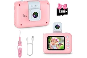 SEHETOP Kids Camera,1080P HD Digital Selfie Camera for Kids with 32GB SD Card &180°Flip Lens, Children Video Camera Toys for Girls, Christmas Birthday Gifts for Age 3 4 5 6 7 8 9 Years Old Girls (Pink)