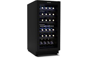 Klarstein Vinovilla 30 Duo Weinkühlschrank 2 Zonen - 32 Flaschen, 5-18 °C, LED-Touch, Leise 39 dB, Mattschwarz, Einbau, Weinklimaschrank Beleuchtet