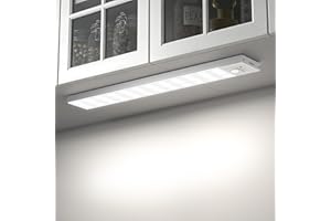 Generico Luz LED Adhesiva USB Recargable 1000mAh con Sensor de Movimiento -23CM 36 LEDs 5000K Blanco Natural, 4 Modos, para Cocina, Armario, Escalera, Pasillo, Garaje - 2 Piezas