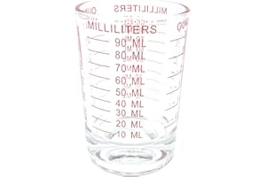 PEDAS PEDIS LIMITED 90 ml Glass Measuring Cup with red Markings – Perfect for Shot Measures, Spirit Measures, Espresso Shots, Pyrex Jiggers & Cortado Glasses.