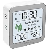 Technoline WL1020 Air Quality Monitor Indoor, Temperature Display, Humidity Display, Low Air Quality Alarm, Silver, White