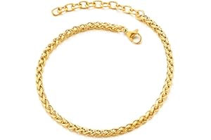 COOLSTEELANDBEYOND Classica Acciaio Inossidabile Franco Link Cavigliera da Donna Ragazze, Regolabile