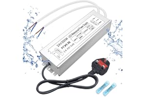 inShareplus LED Power Supply, 24V 300W IP67 Waterproof Outdoor Driver, AC 90-265V to DC 24V 12.5A Low Voltage Transformer, Adapter with 3-Prong Plug for LED Light, Computer Project, Outdoor Use