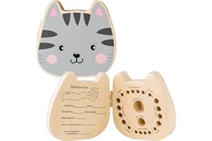 hej kiddo Zahndose Milchzähne | Zahnbox für Milchzähne | Milchzahndose Jungen & Mädchen für erstes Zähnchen | Zahnfee Geschenke Jungen | Milk Tooth Box (Katze)