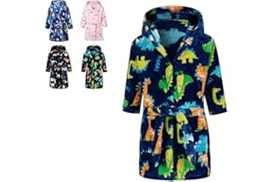 Lodunsyr Bademantel Kinder mit Kapuze für Jungen Mädchen Bademäntel Morgenmantel kuschelig warmen und weichen Pyjamas Kleinkind Coral Fleece Hoodie Roben 2-9 Jahre
