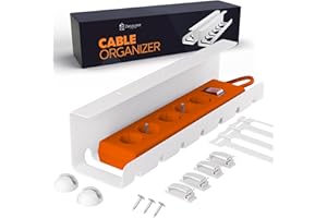 Zenacasa Organizzatore Cavi Scrivania in Acciaio Bianco - Montaggio Facile - Nascondi Cavi Scrivania Robusto e Pratico