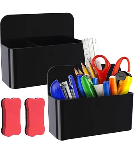 Porta Pennarelli Magnetico - 2 Pezzi Bianchi Per Lavagna E Frigorifero