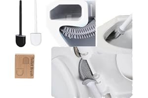 Holderzwu Brosse de Toilette Murale et Support pour Salle de Bain, poignée Amovible, Poils en Silicone Souple, Coins de Toilette faciles à Nettoyer, Taille compacte (Noir)