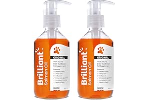 Brilliant Salmon Oil for Dogs, Cats, Puppy, Horse, Ferret & Pets - Pure Omega 3, 6 & 9 Fish Oil Food Supplement | Treats Itchy Skin, Joint Care, Heart Health & Natural Coat Hofseth BioCare (2x300ml)