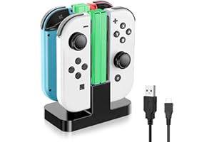 Momowin Caricatore per Joy-Con Switch, Caricatore per Nintendo, Caricatore Che Può Caricare Fino a 4 Gadget Switch Contemporaneamente
