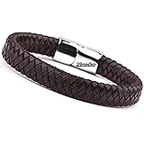 Moneekar Jewels Braided Leather Bracelets for Mens Bracelets Fashion Stainless Steel Magnetic Clasp: 