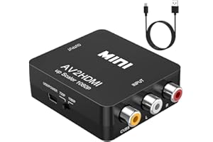 LERKELY Convertisseur vidéo RCA vers HDMI, AV vers HDMI, Support 720 1080P pour Caméra, Xbox 360, PS1, PS2, WII, N64, Gamecube, Snes, NES, PSP, Lecteur DVD,VHS