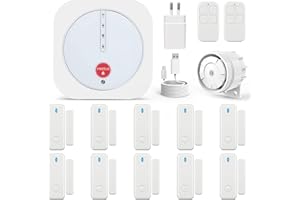 Alarmanlage haus, 16-teiliger Alarmanlage set mit Wi-Fi und APP, PIR-Sensor, Tür- und Fenstersensoren, Fernbedienungen, Kompa