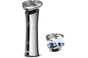 kensen Rasoir Electriques Hommes Tondeuse Barbe Homme，Rasoirs à Têtes Rotatives Homme 100% Etanche Portable Rechargeable avec Tête Flottante et Maille à Lame Arqué Autonomie 90Min