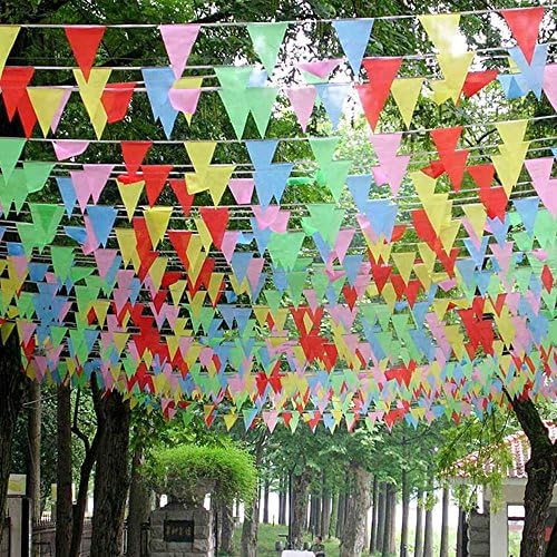 80M Coloured Bunting Banner Fabrics Triangle Flags Pennant Festival Wedding Party Decoration