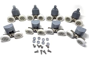 LINWNIL Rulli doppi per la parte superiore e inferiore della porta di doccia, confezione da 8 doppi, di ricambio, con rotelle da 25 mm di diametro, CY-903AB (25mm) (Grey, 25mm)