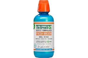 The Breath Co Fresh Breath Oral Rinse, Dentist Formulated, Alcohol-Free Oral Mouthwash for 12 Hours of Fresh Breath - Icy Mint Flavour (500ml)