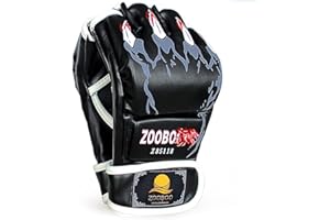 ZooBoo MMA Gloves, Half-Finger Boxing Fight Gloves MMA Mitts with Adjustable Wrist Band UFC Gloves for Sanda Sparring Punching Bag Training Gloves