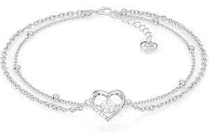 SERASAR Tobillera Premium para mujer | Plata de ley 925 | Baño de oro auténtico de 18 quilates | Largo ajustable | Cuatro colores | Estuche de joyería incluido