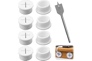 MEUKCEZ Zestaw 8 białych elastycznych silikonowych kabli o średnicy 25 mm do biura i domu, oczka z otworami na kabel w zestawie wiertło 25 mm, ochrona i organizacja kabli, łatwa instalacja