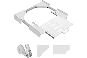 NIUXX Kit sovrapposizione lavatrice asciugatrice, Kit di Impilamento Telaio Intermedio Asciugatrice con Ripiano, per 53-68cm Lavatrice Asciugatrice, misura regolabile, Bianco