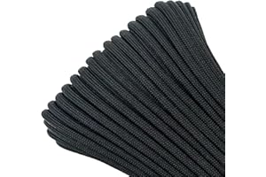 AOTLEE Nylon Rope Picture Frame Hanging String Strong Nylon Cord Braided Rope Nylon Flag Rope Thick Heavy Duty Hanging Cord String for Mirror Photo Frame Crafting DIY Projects Camping (Black, 6MM-30M)