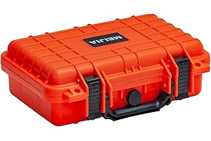 MEIJIA Portable All Weather IP67 Waterproof Protective Hard Case, Small Camera Case,Dry Case with Customizable Foam,Fit Use of Drones, Camera,Equipments, 11.65 ”x8.35”x3.78” (Orange)