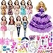 Produktbild Outuxed Barbie Bekleidungen Sets mit 10 Barbie Kostüm und 108 Zubehör mit 1 Zipptasche