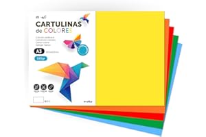 Cartone colorato, cartone A3, fogli colorati 180 g, cartoncino assortito colori intensi, ideale per artigianato, stampa i tuoi documenti e disegni creativi · m-office (10 ore, Surt. Intenso)