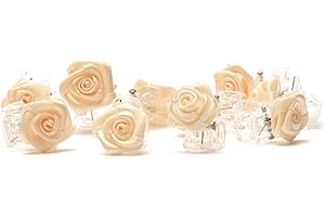 FLEXISTORE 10 Petites pinces à cheveux ornées de roses hairclips Bijoux de cheveux mariée - Crème, Beige