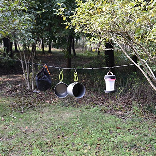 MagiDeal Tragbar 3.2m Outdoor Camping Reise Hängende Wäscheleine – im Freien Überleben Wäschetrockner Seil mit Taktischem Stil Beutel - 7