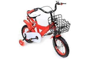Lightakai Vélo pour enfant 12 pouces, mode double freinage, protection de chaîne, roues stabilisatrices, panier de rangement, pneus antidérapants et résistants à l'usure, 2 à 9 ans, garçon et fille