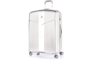 ABISTAB VERAGE V-LITE Ultraleicht Hartschalenkoffer Ab 1,9kg 4 Doppelrollen TSA Schloss, Reisekoffer L-75cm 97L ABS/PC Trolley, Silber