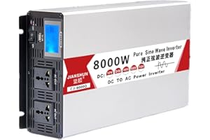 YNITJH Inversor Onda Pura Corriente 4000W/5000W/6000W/8000W (Pico) Transformador DC 12V/24V/48V/60V a AC 110V/220V Onda Sinusoidal Convertidor Inversor Coche,para Casas Autos,8000W-12Vto220V