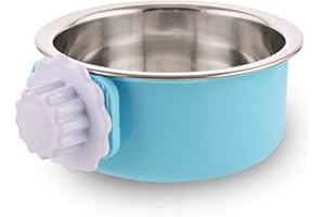 MOACC Comedero Perro Gato Conejo Acero Inoxidable Animales Domésticos Colgantes Jaula Extraíble Acero Inoxidable Alimentos Agua Cuencos para Animales Pequeños