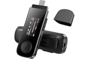 AGPTEK Przenośny Odtwarzacz MP3 64 GB z Bluetooth, Typ C i USB, Klips, Pamięć z Radiem FM, Nagrywanie, Obsługa Połączenia Telefonu, Czarny