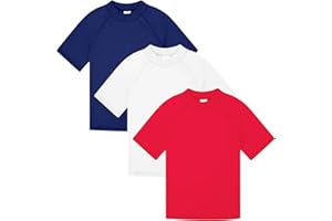 BIG ELEPHANT 3 Pièces de Bain Anti-UV pour Garçon Maillot de Bain à Manche Courte Enfants Rashguard pour Surf Natation Plongée Plage