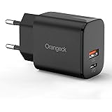 Orangeck Ladegerät USB-C PowerPort 18 W USB Mura Ladegerät mit QC3.0 Mini 2 Ports Netzstecker Power Delivery Adapter für iPho