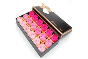 XLKJ 18 Pièces Savon de Bain Rose Fleurs, Savon Parfumée Fleur Bain Corps Romantique Savon Rose Fleur Cadeau de Saint-Valentin Mariage Celebration (Rose)