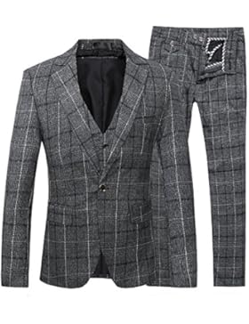 Herren 3-Teilig Anzüge kariert vest Hochzeit Abschlussball