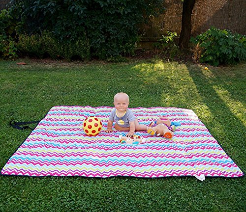 Roebury Outdoor Picknickdecke für die Ganze Familie 140 x 180 cm – Wärmeisoliert & Wasserdicht mit Tragegriff. Campingdecke Stranddecke Reisedecke für Jeden Untergrund - 7