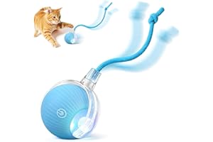 TTPOLONG Jouet Interactif pour, Balle Interactive Chat, Trois Modes réglables avec Fonction de réveil pour Chien Chat (Bleu)
